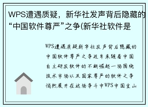 WPS遭遇质疑，新华社发声背后隐藏的“中国软件尊严”之争(新华社软件是干什么的)