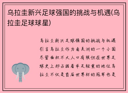 乌拉圭新兴足球强国的挑战与机遇(乌拉圭足球球星)